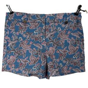 Ann Taylor LOFT Womens Multicolor Paisley Flat Front Stretch Chino Shorts Size 4